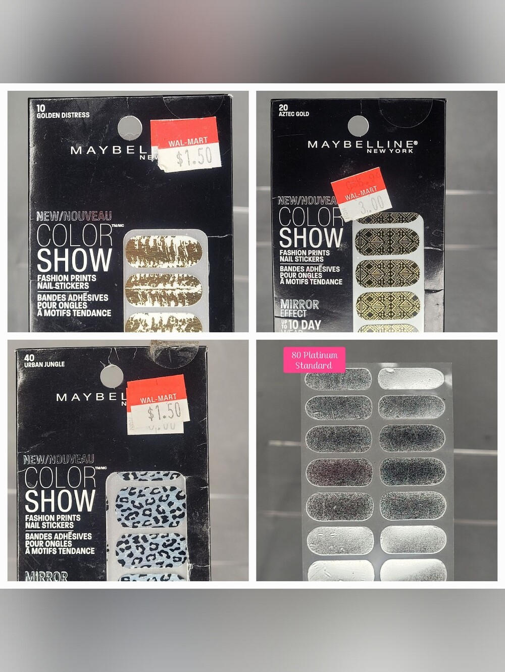 Maybelline Color Show Fashion Prints Nail Stickers 4 Piece Bundle